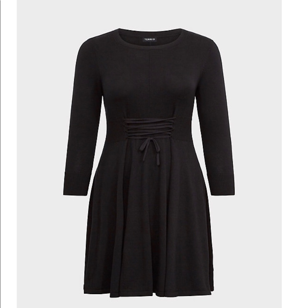 NWT Torrid Black Lace Up Sweater Dress Size 2
